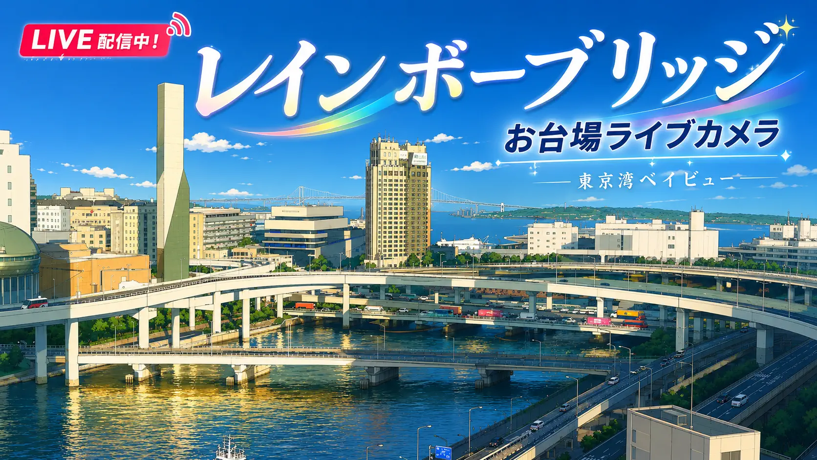 Rainbow Bridge, Odaiba live stream preview, Odaiba, Japan